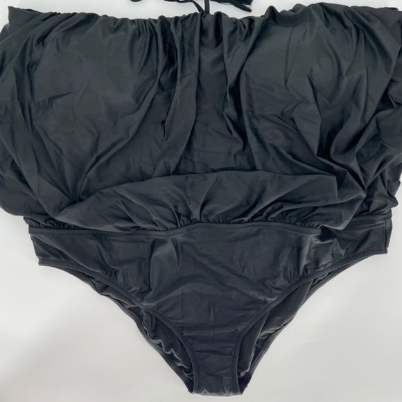 J. Crew Womens Draped Blouson One Piece Swimsuit Size 24 Black Floaty Fit Halter - Picture 5 of 13